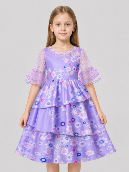Children's Fancy Purple Cosplay Dress with Ruffles Costume Dresses detail 3