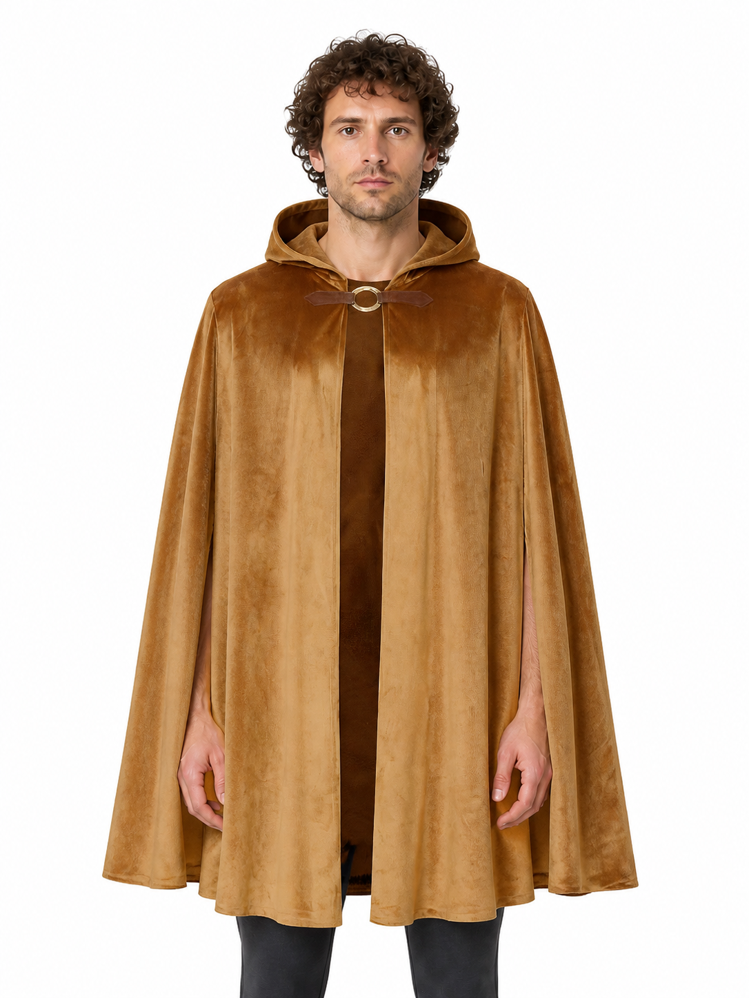 Long Light Brown Hooded Cloak for Cosplay