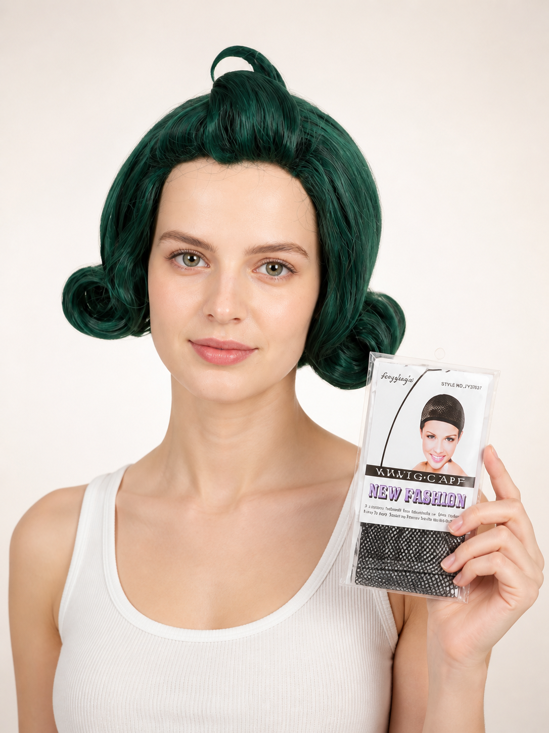 Dark Green Carnival Wig for Halloween and Cosplay Costume Wigs detail 2