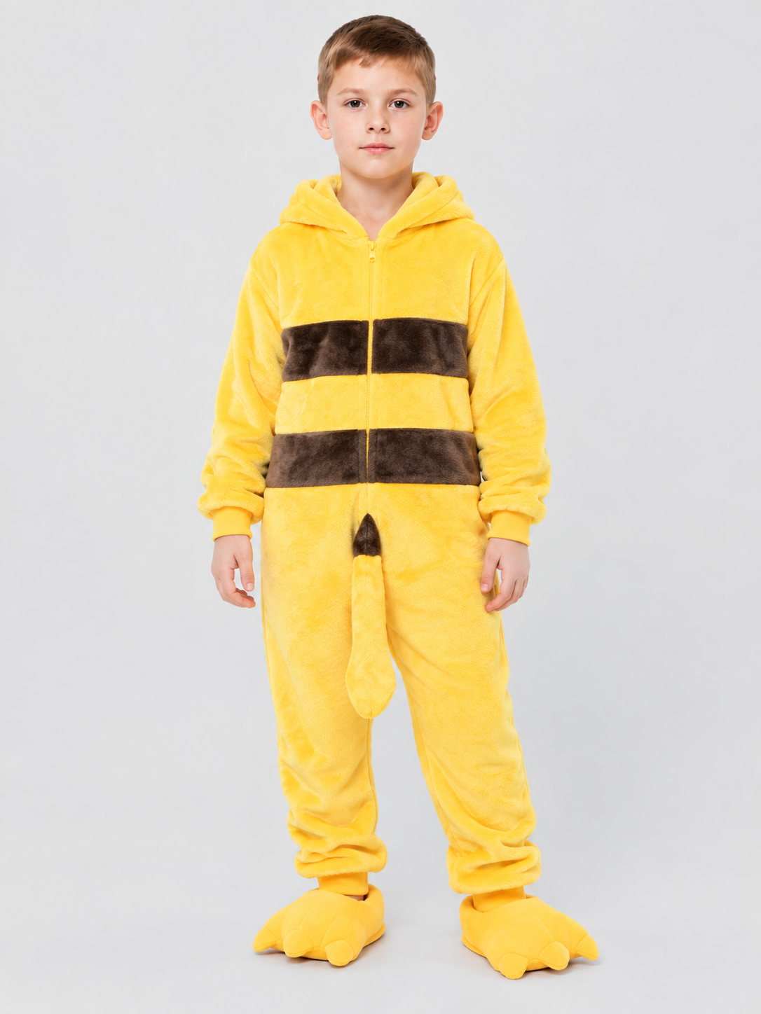 Kids' Hooded Jumpsuit Pajama with Tail, Yellow