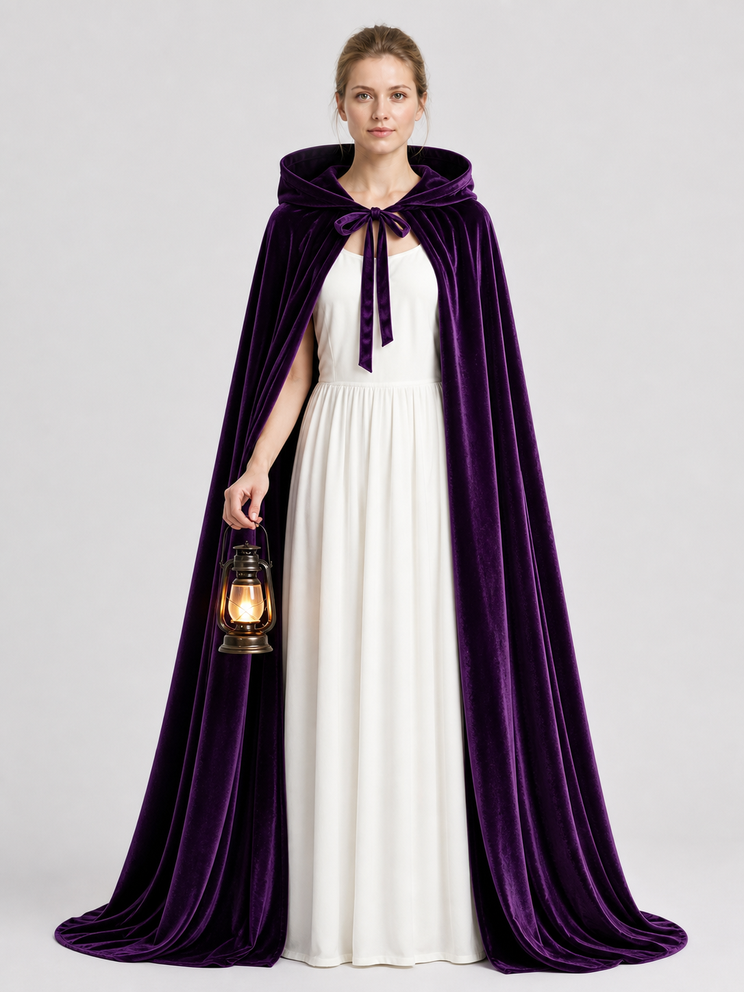 Long Purple Hooded Cape for Cosplay Costume Capes detail 3