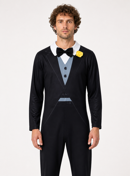 Jumpsuit with White Collar and Bow Tie Costume Accessories detail 3