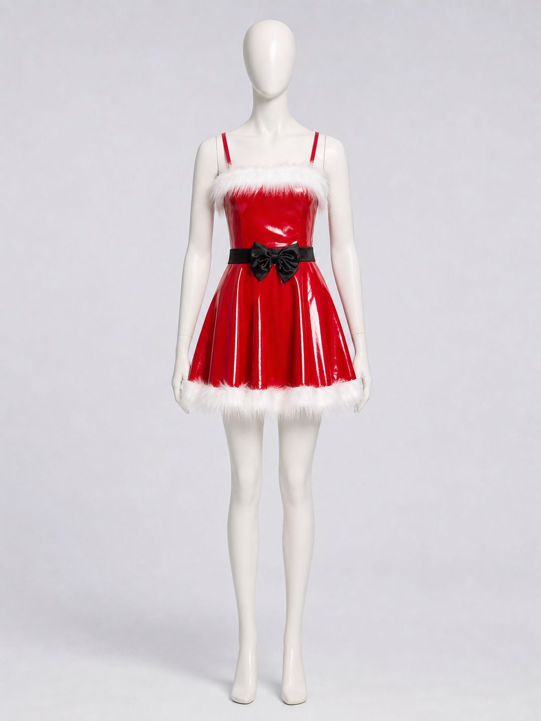 Red Christmas Costume with White Trim and Bow