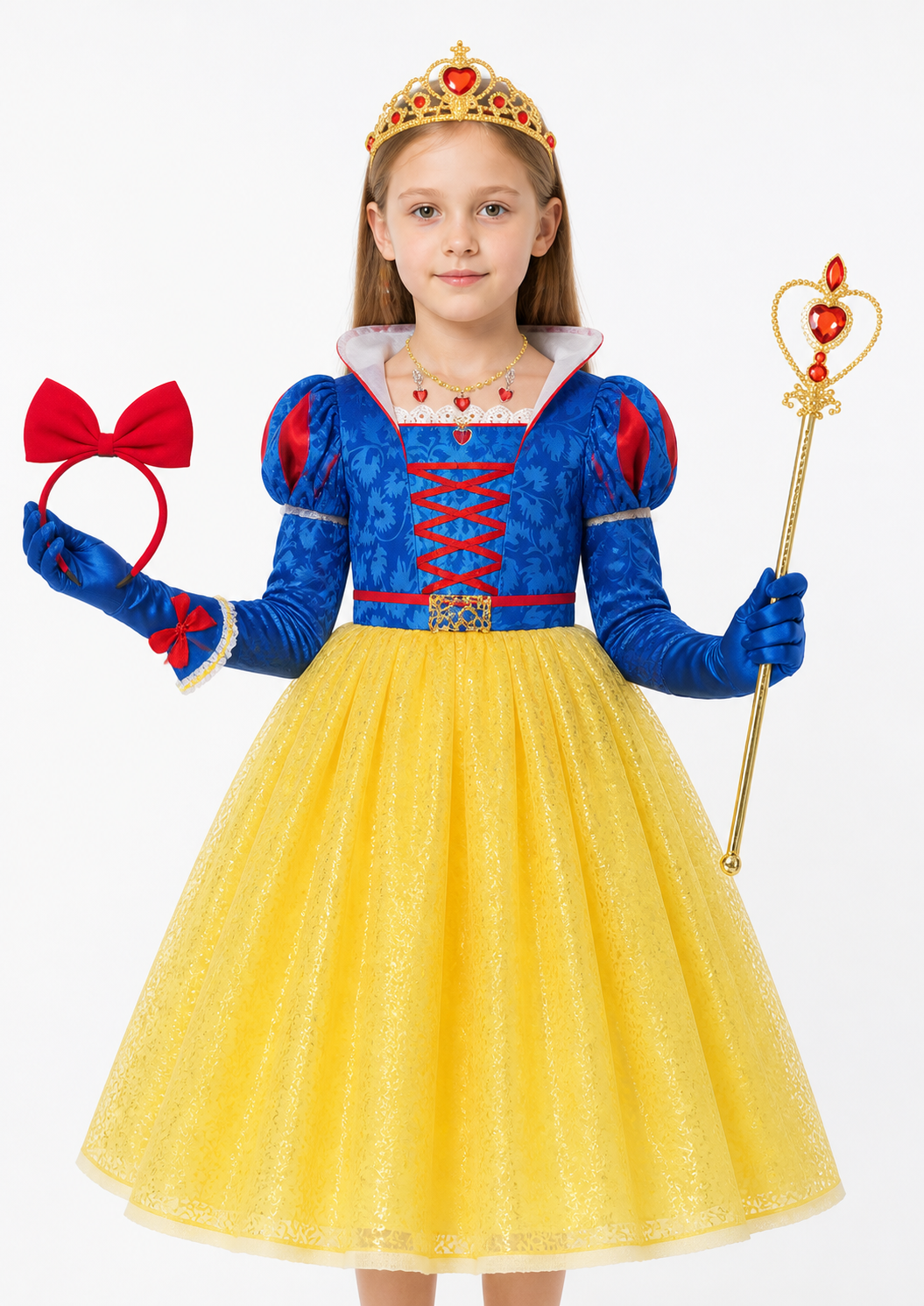Snow White Princess Costume with Crown and Staff Costume Headwear detail 3