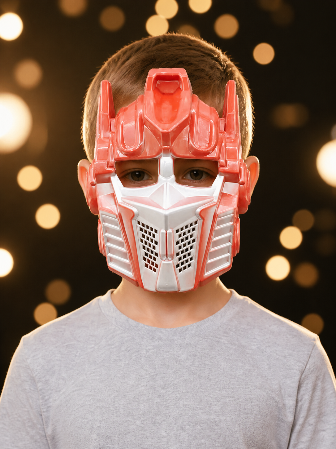 Robot Carnival Mask with Antennas, Orange and Silver Costume Masks detail