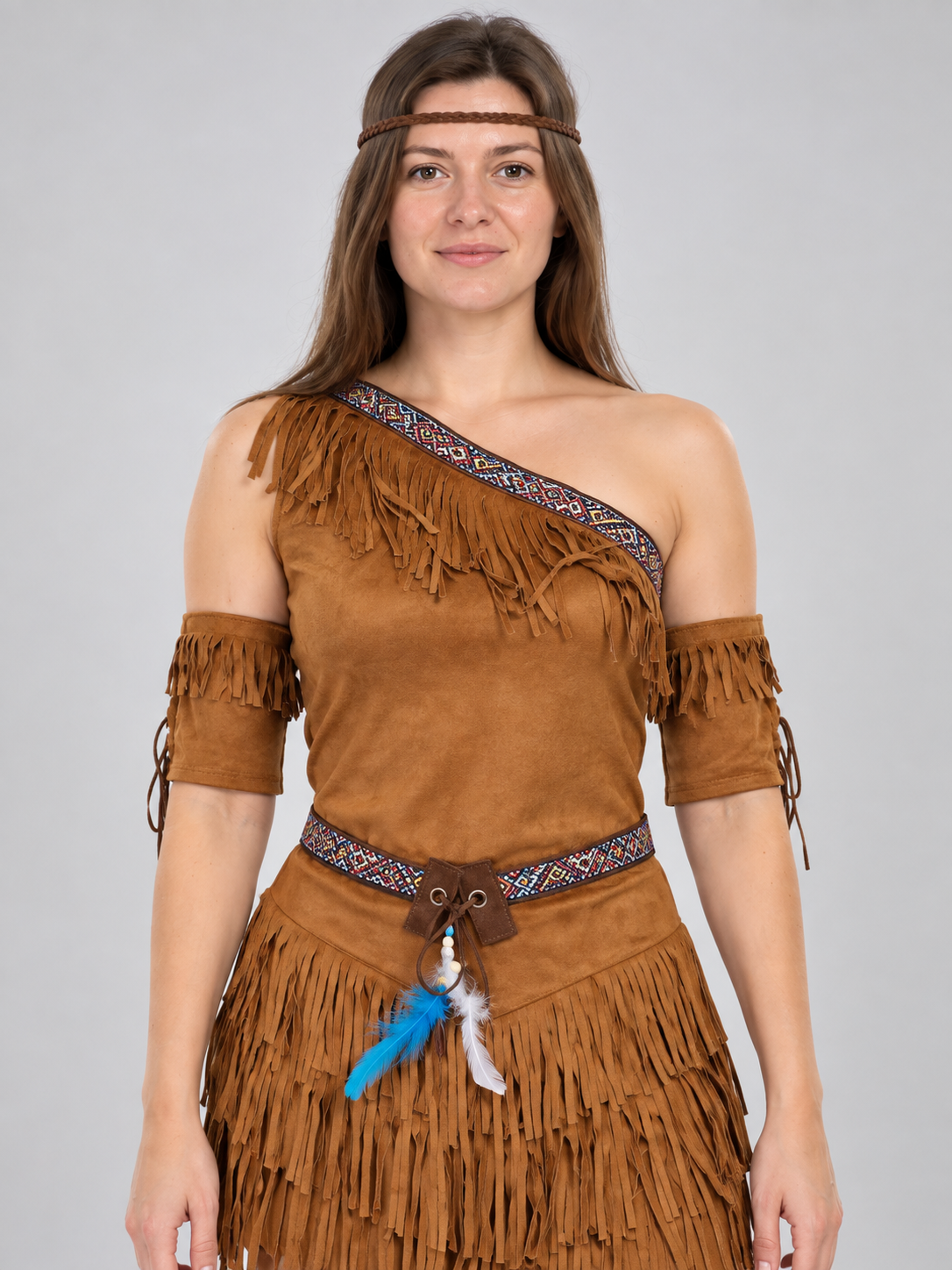 Ethnic Carnival Costume with Fringe and Headpiece