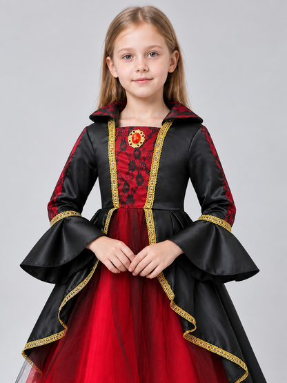 Kids' black carnival dress with gold trim