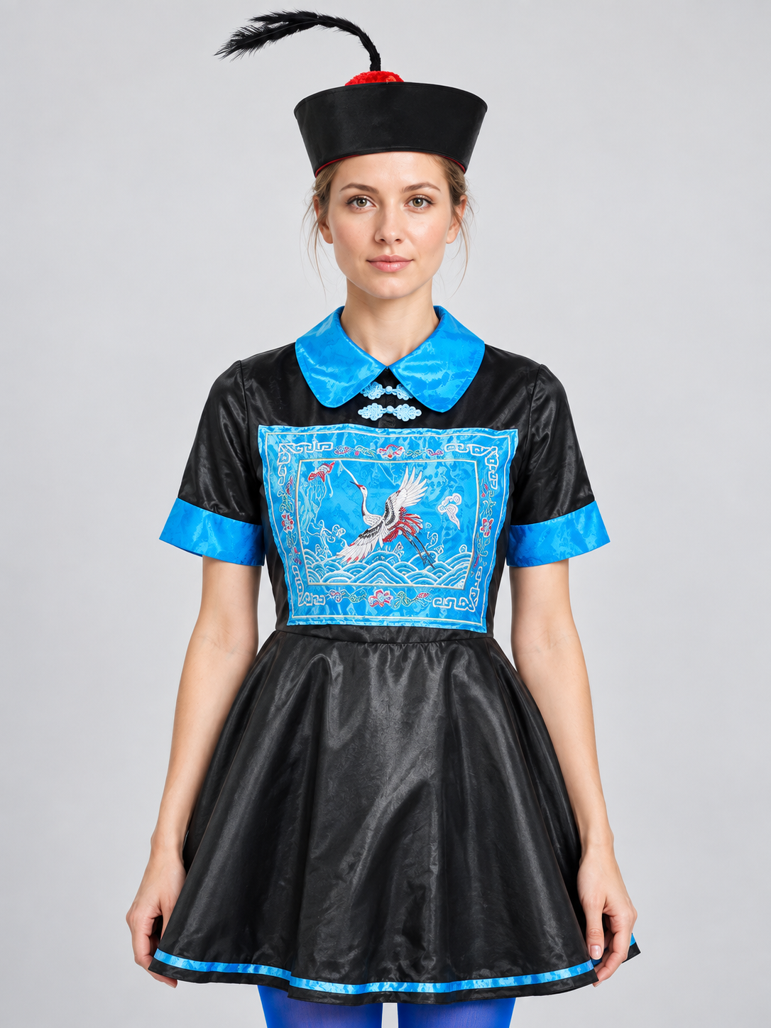 Black and Blue Carnival Costume with Dress and Hat Costume Dresses detail 2