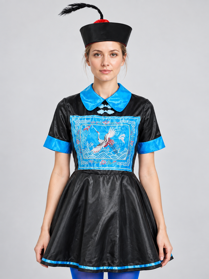 Black and Blue Carnival Costume with Dress and Hat Costume Dresses detail 2