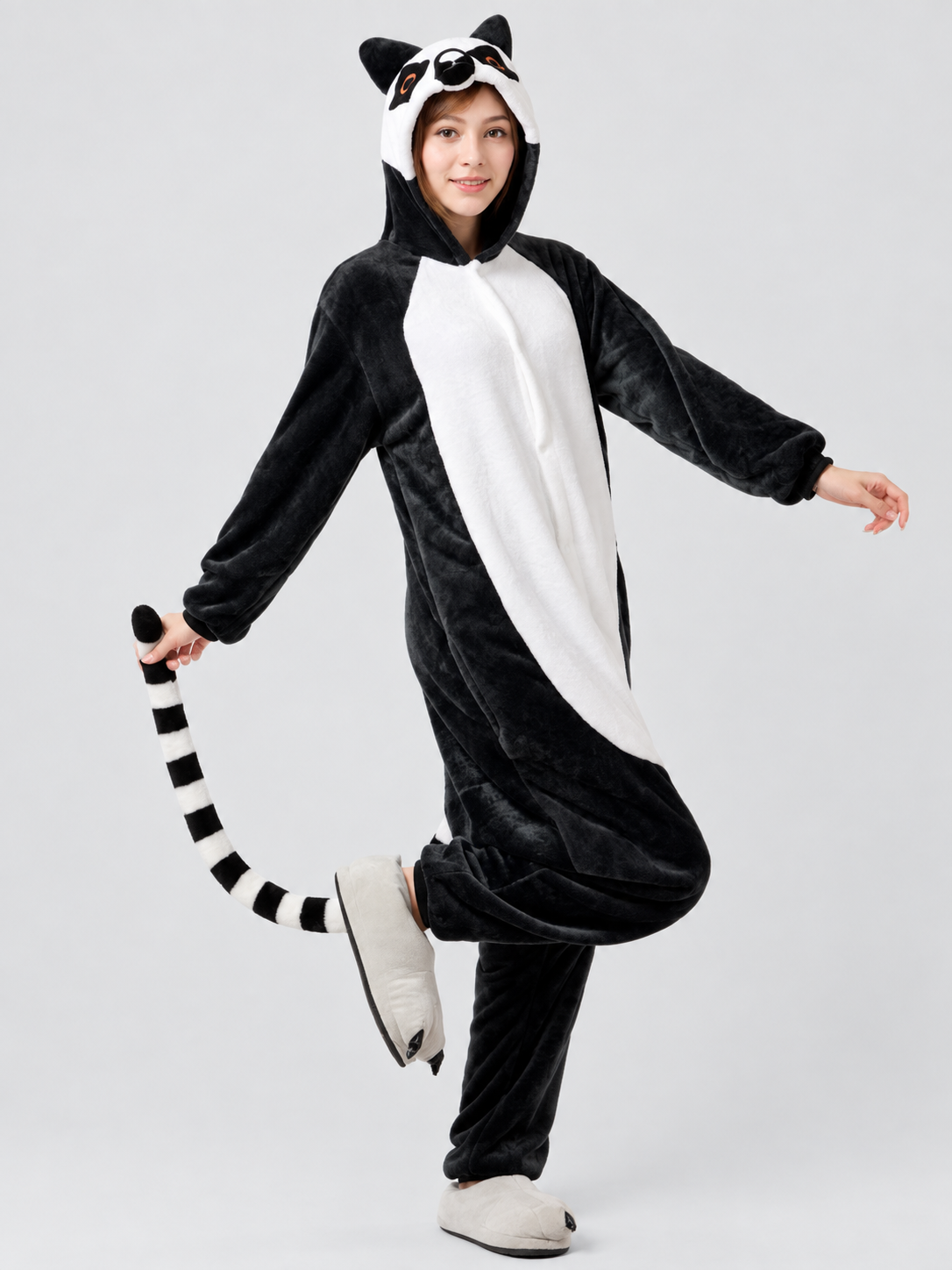 Panda Hooded Pajama Jumpsuit with Ears