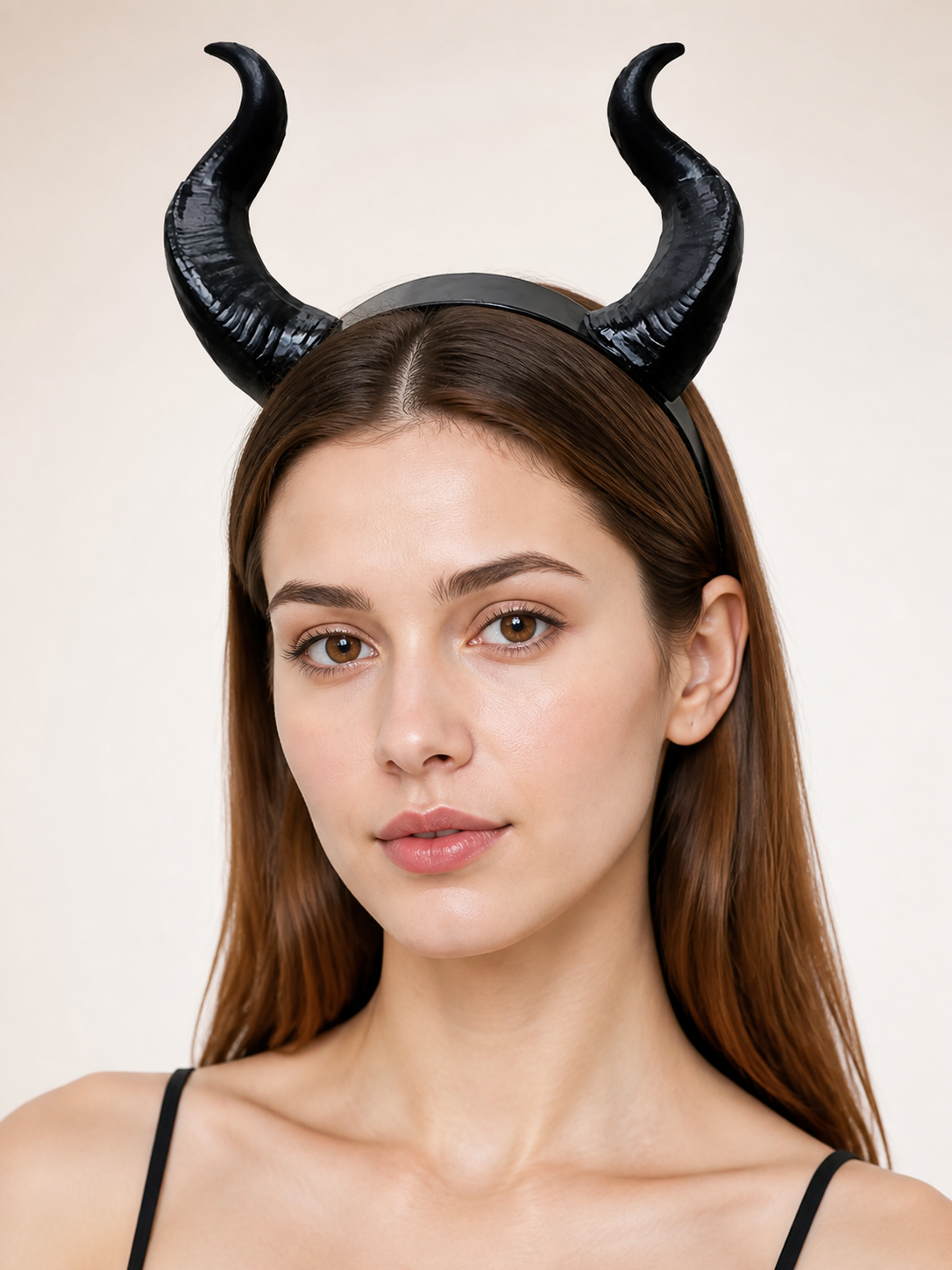 Halloween Carnival Headband with Black Demon Horns Costume Headwear detail 2