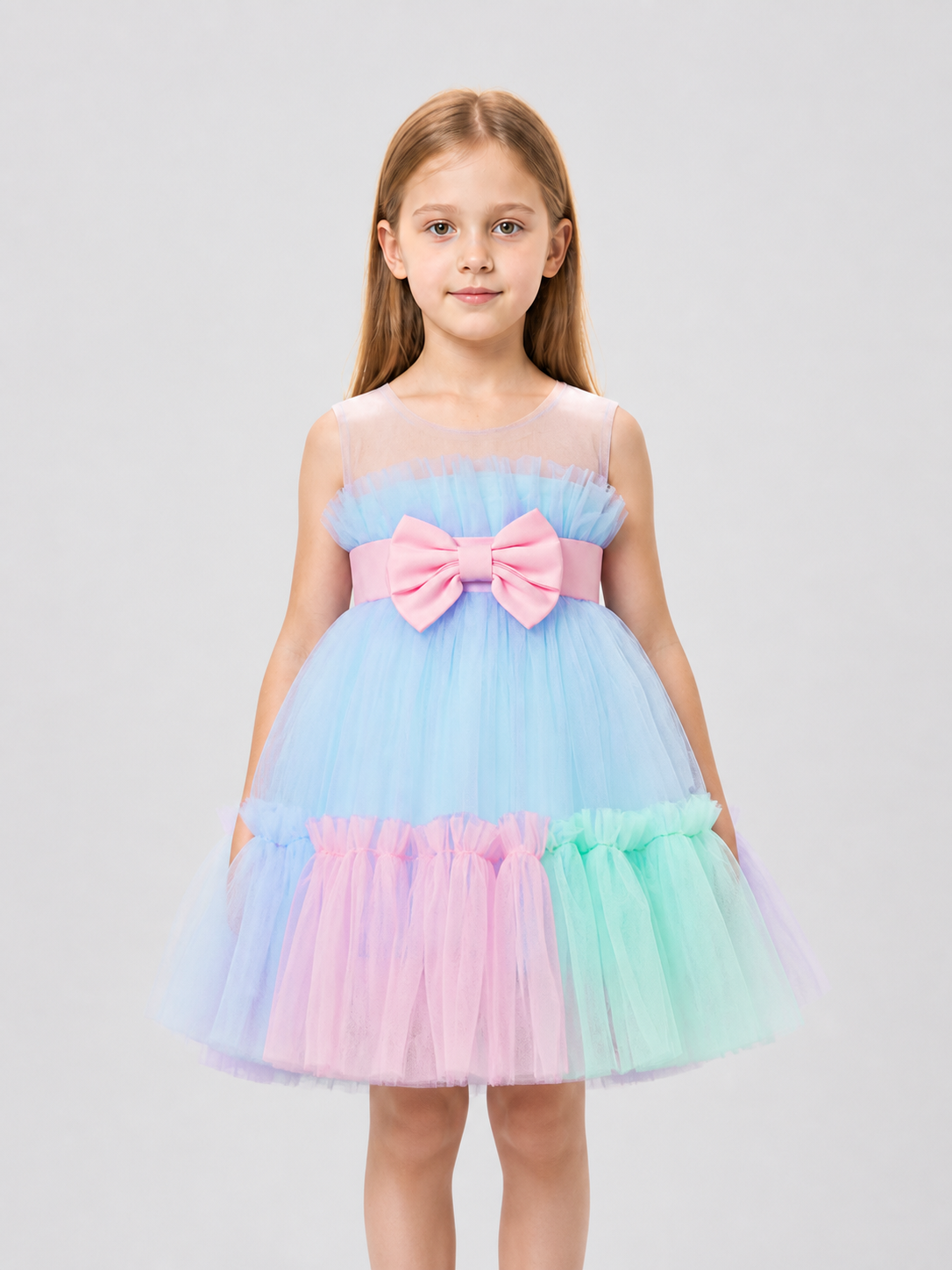 Full Dress with a Layered Mesh Skirt and Bow Costume Dresses detail 3