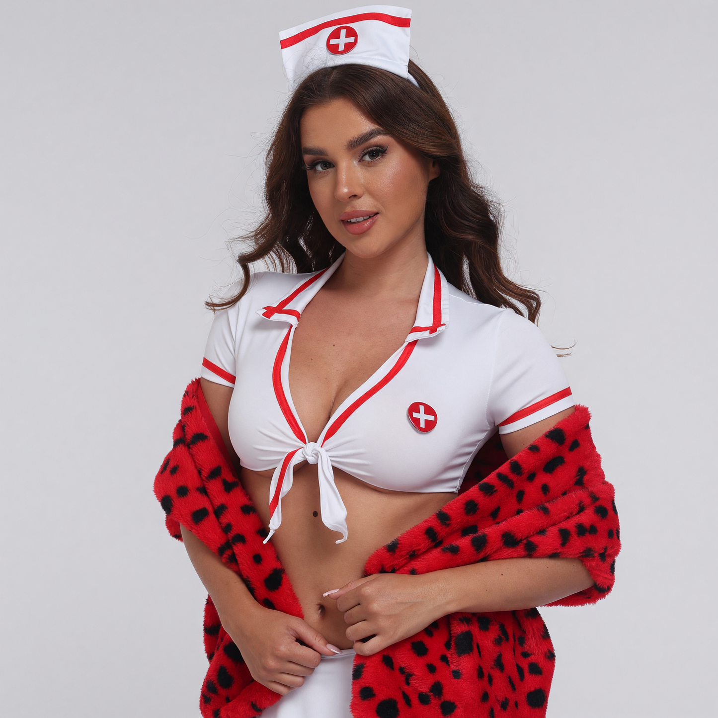 Nurse Costume with Leopard Print and Capelet
