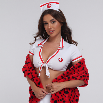 Nurse Costume with Leopard Print and Capelet