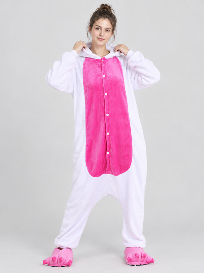 Hooded Pajama Jumpsuit with Pink Insert