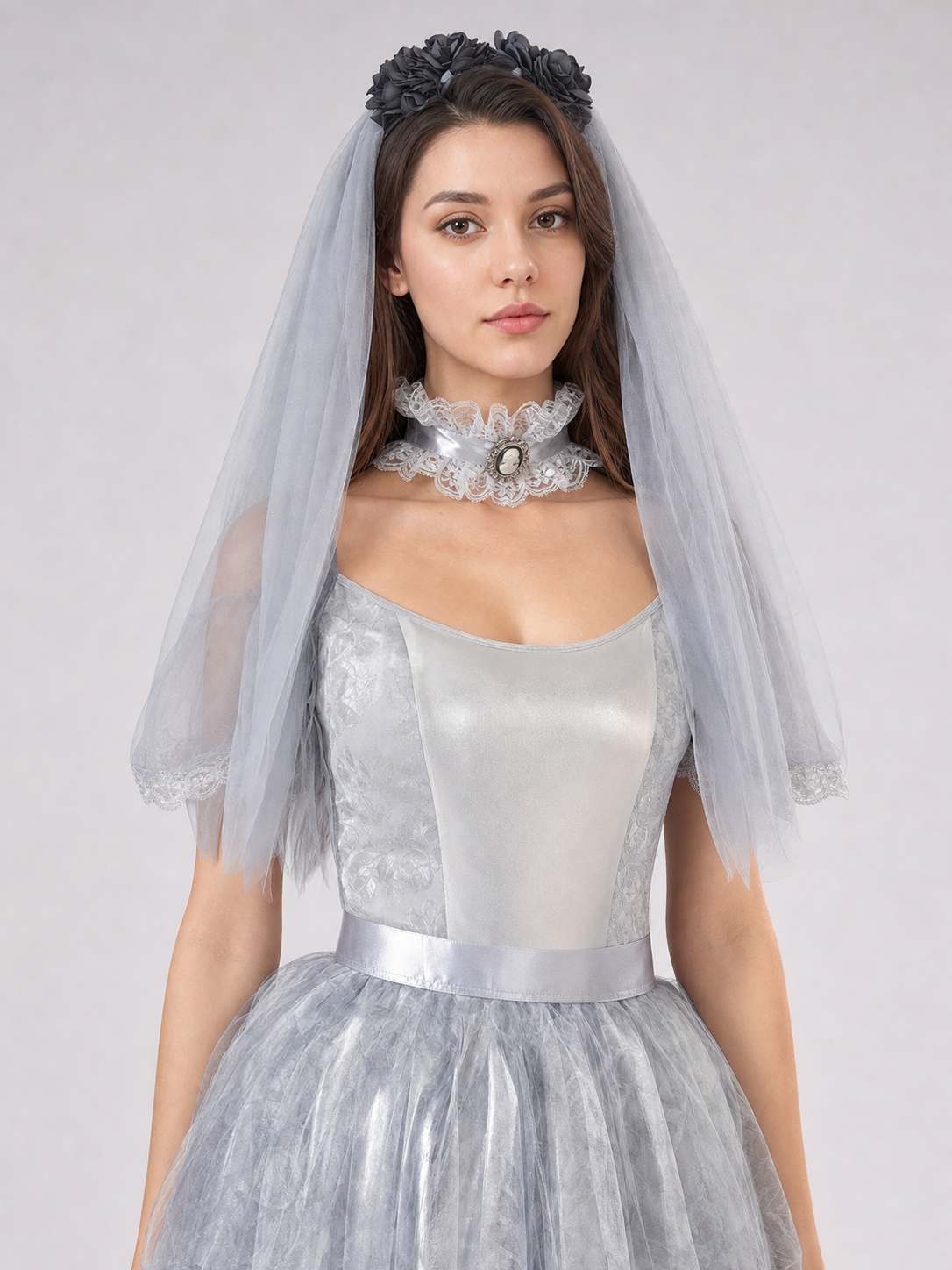Halloween Cosplay Dress, Gray and White