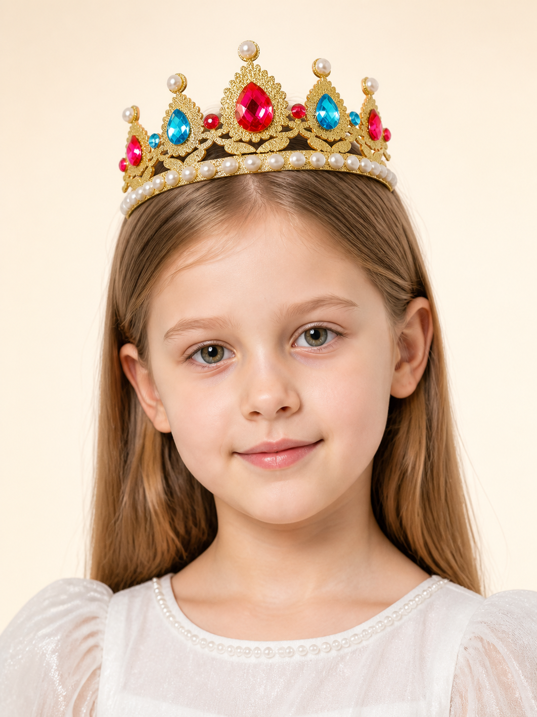 Carnival Crown with Pink, Blue, and White Beads