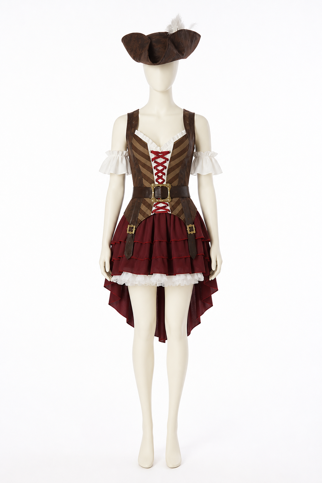 Pirate Costume with Asymmetrical Train and Hat