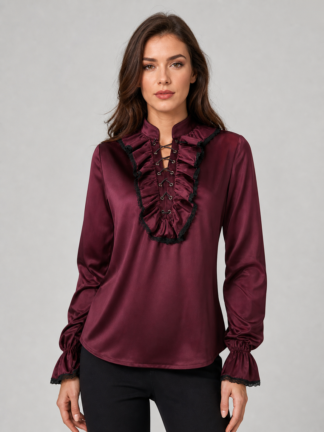 Cosplay Shirt with Jabot and High Collar