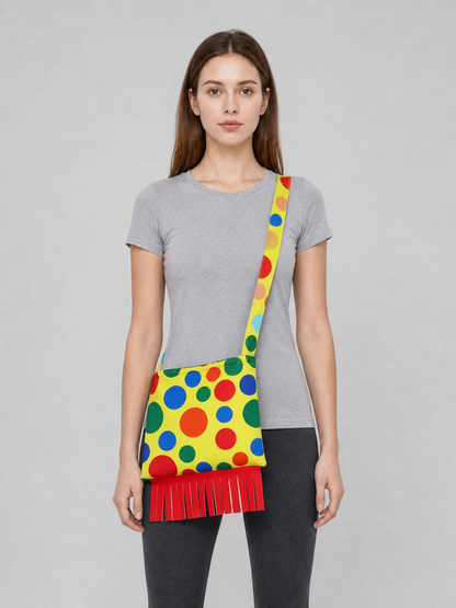 Shoulder Bag with Fringe in Clown Style