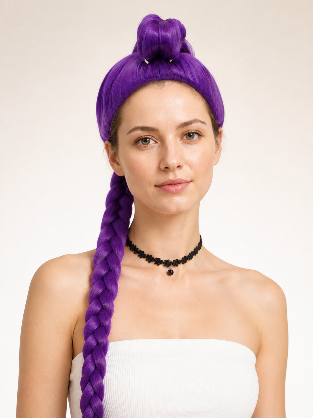 Purple Carnival Wig with Long Braid for Halloween Costume Wigs detail 2