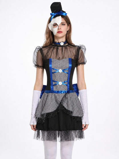 Stage Dress with Black-and-White Check Pattern and Bow Costume Dresses detail 2