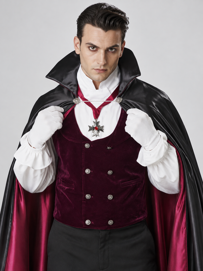 Vampire Carnival Costume with Cape, Vest, and Gloves