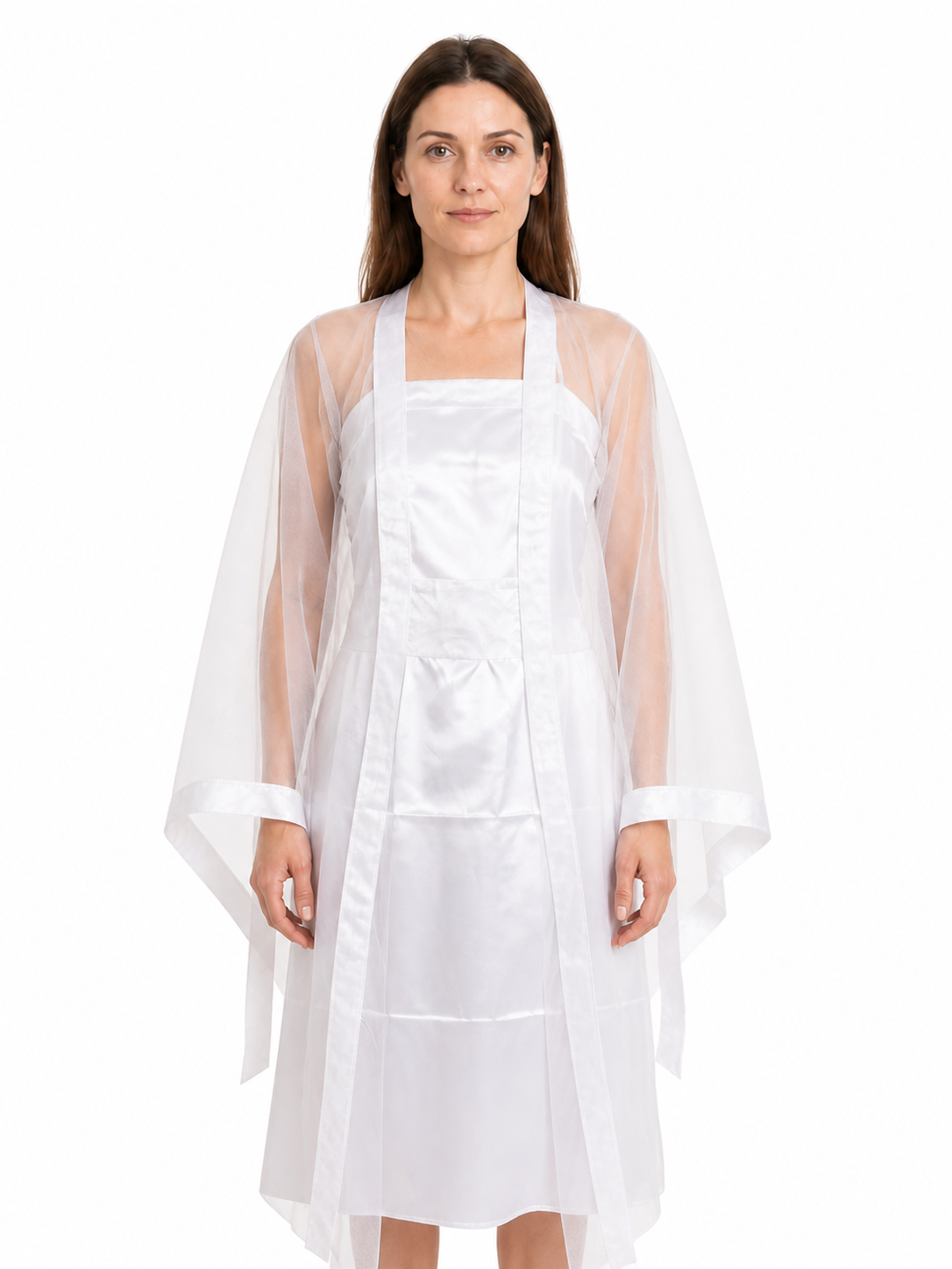 Long White Zombie Costume with Transparent Cape Costume Capes detail 3