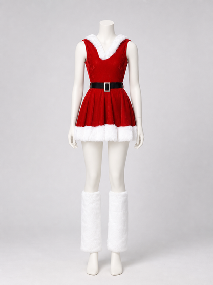 New Year's Costume with Red Dress and White Trim Costume Dresses detail 3
