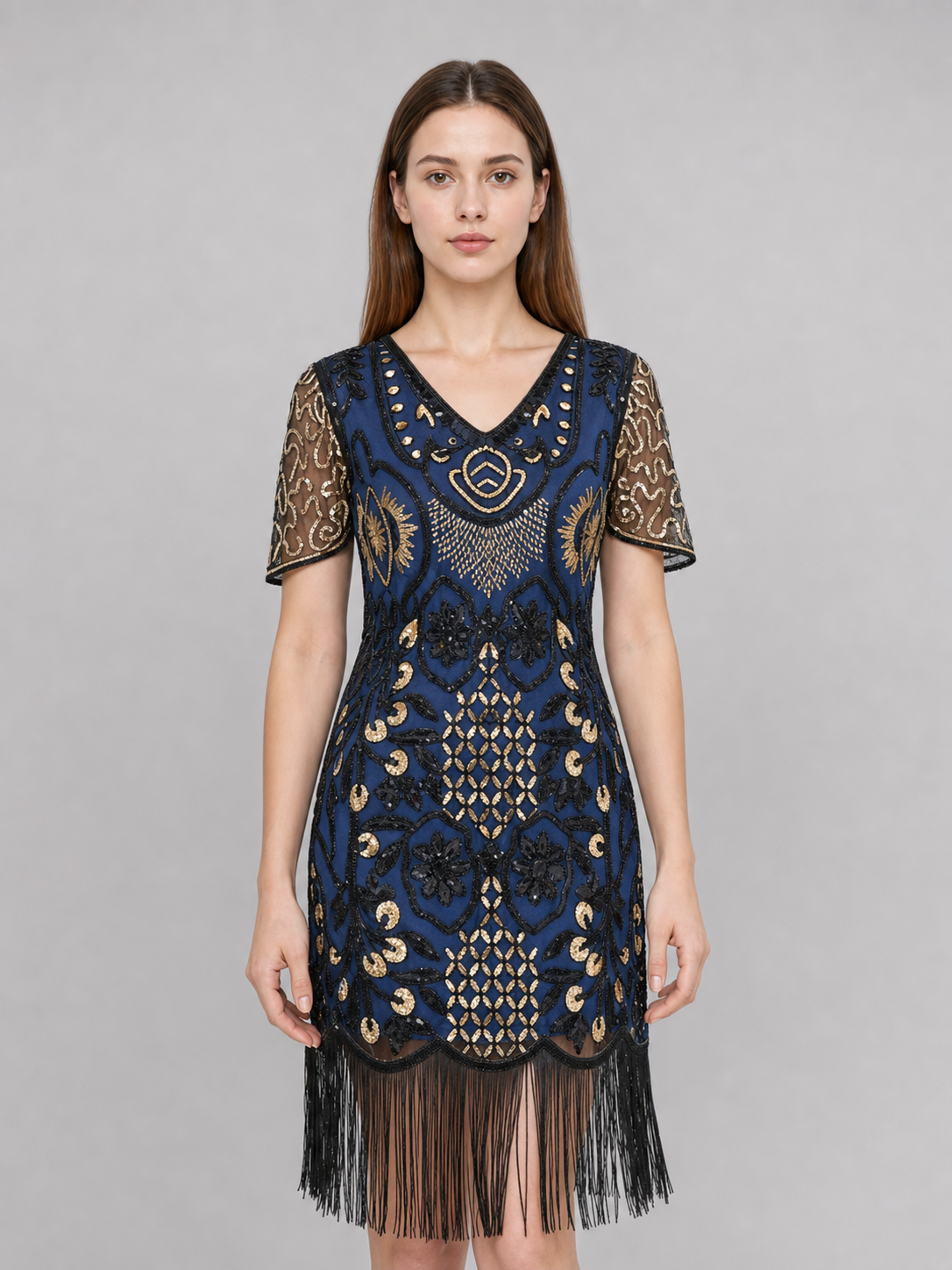 Fringed Cocktail Dress in 1920s Style