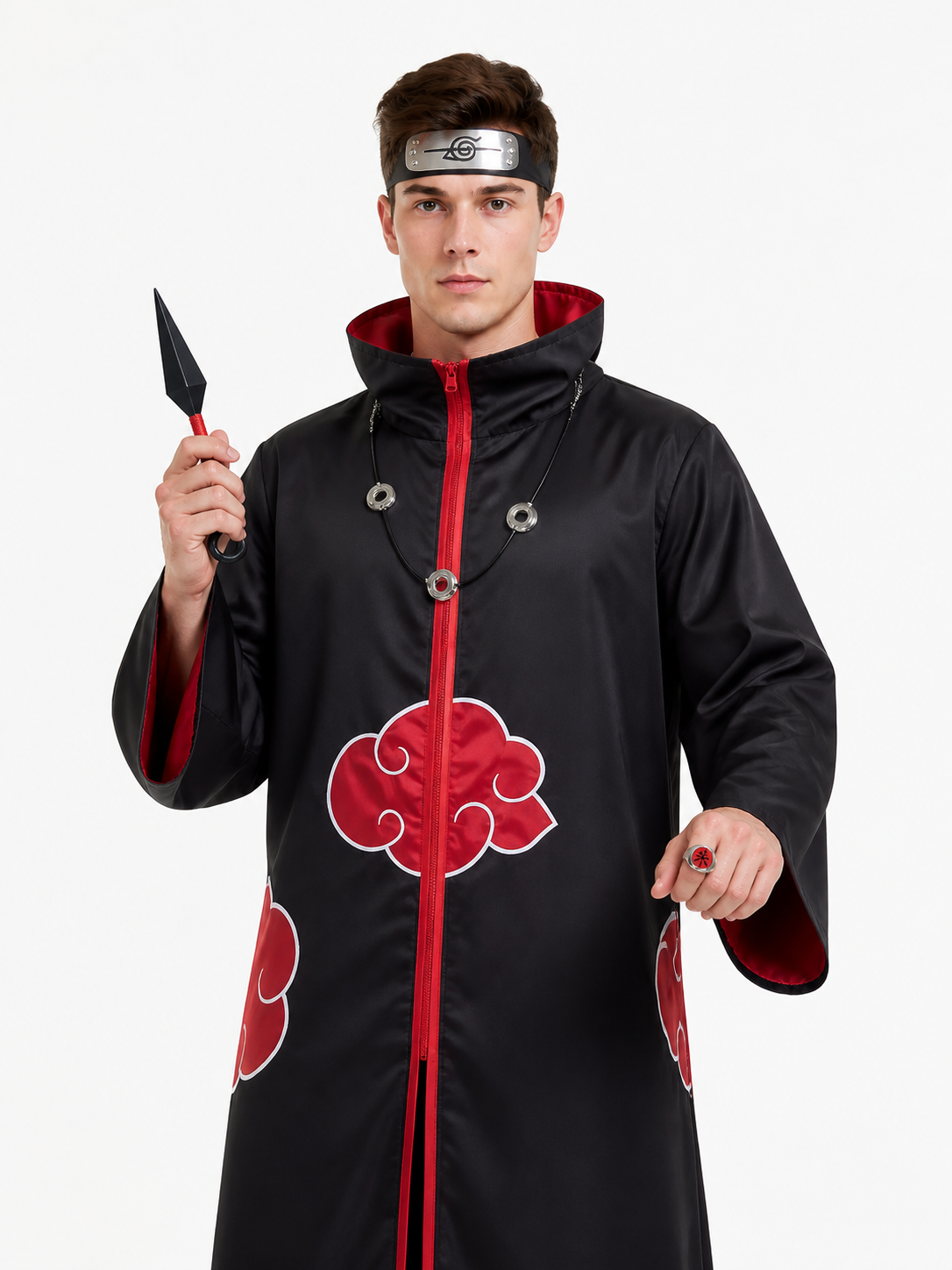 Kakashi Cosplay Costume with Akatsuki Cloak and Accessories Costume Capes detail 3