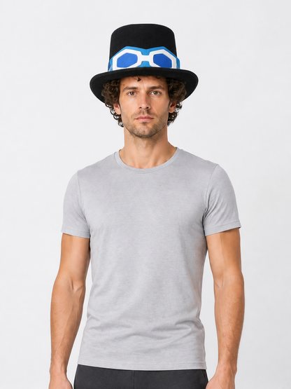 Wide-Brim Top Hat with Glasses for Cosplay Costume Headwear detail 3