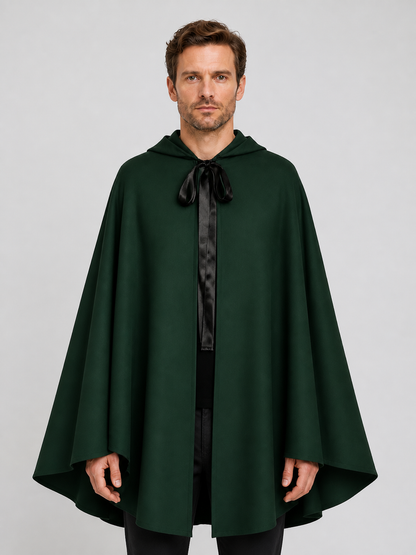 Medieval Hooded Cloak for Cosplay, Dark Green Costume Capes detail 2