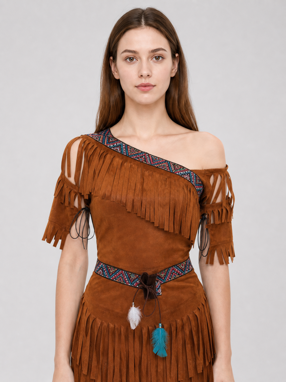 Historical Costume with Fringe and Feathers for Cosplay Costumes detail 2