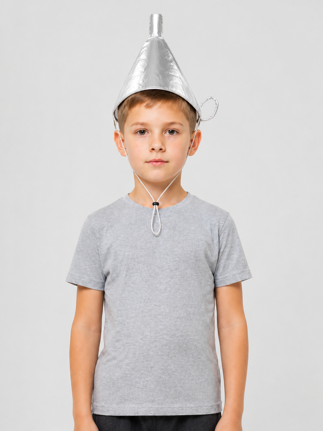 Silver Carnival Tricorn Hat with Chin Cord Costume Headwear detail 3