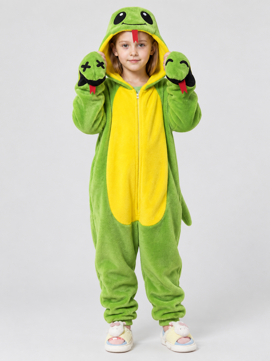 Green Flannel Hooded Pajama Jumpsuit