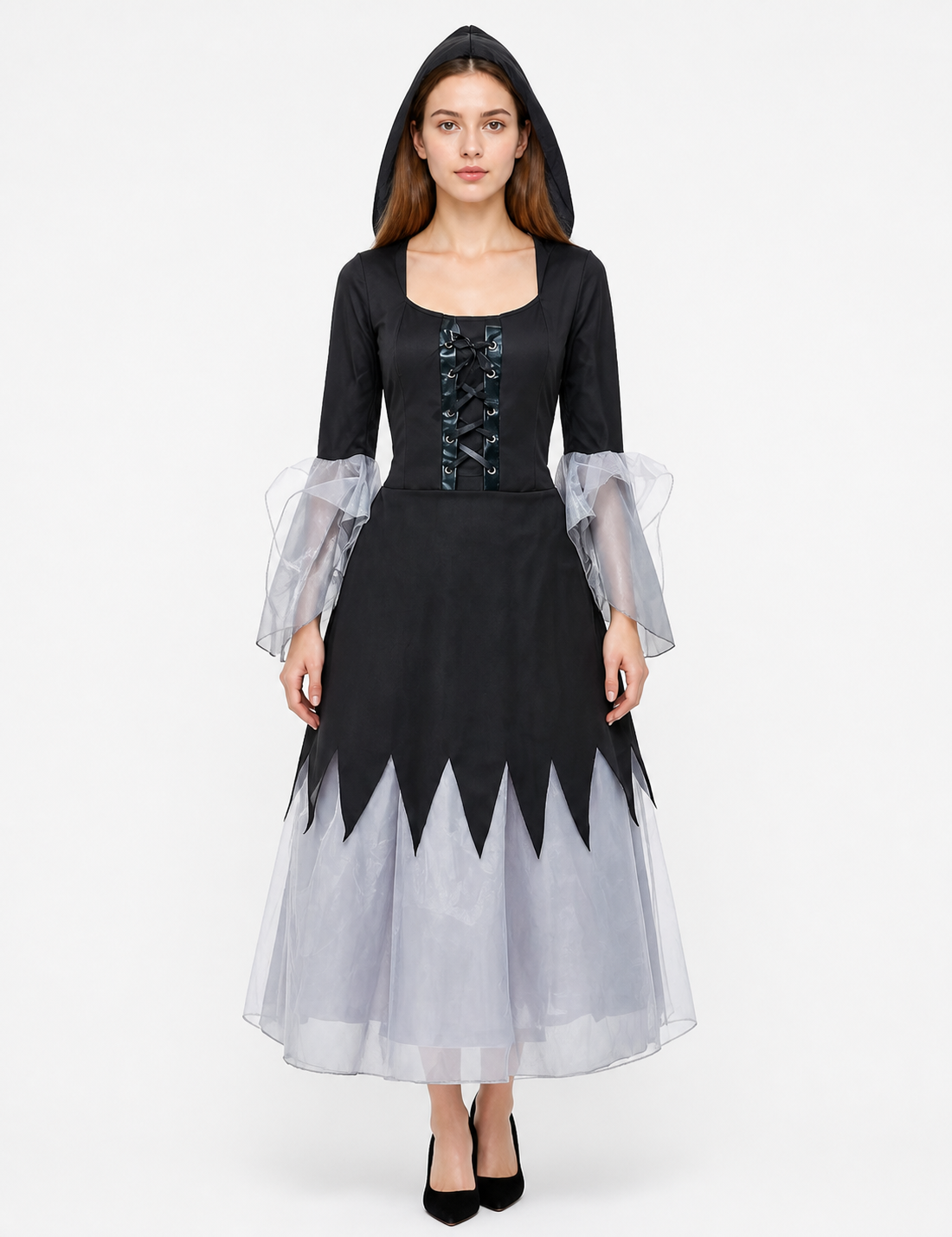 Halloween Dress with a Tattered Hem and Hood Costume Dresses detail 3