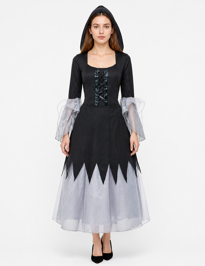 Halloween Dress with a Tattered Hem and Hood Costume Dresses detail 3