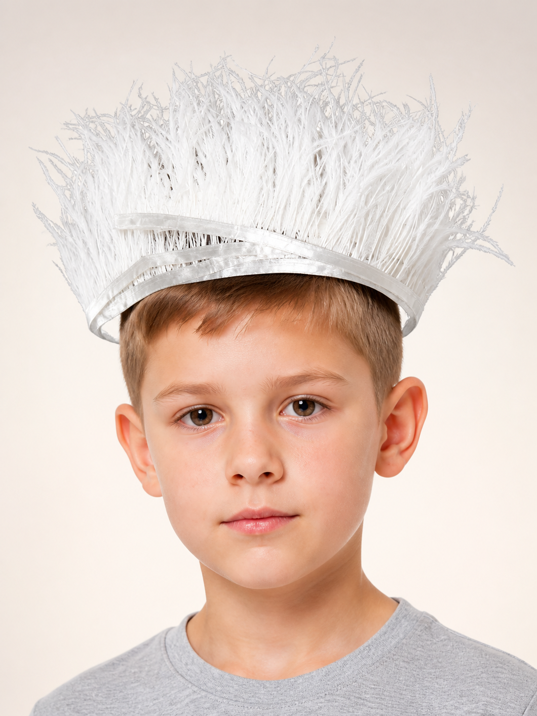 Carnival Headpiece with White Feathers Costume Headwear detail 2