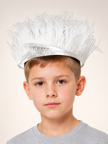 Carnival Headpiece with White Feathers Costume Headwear detail 2