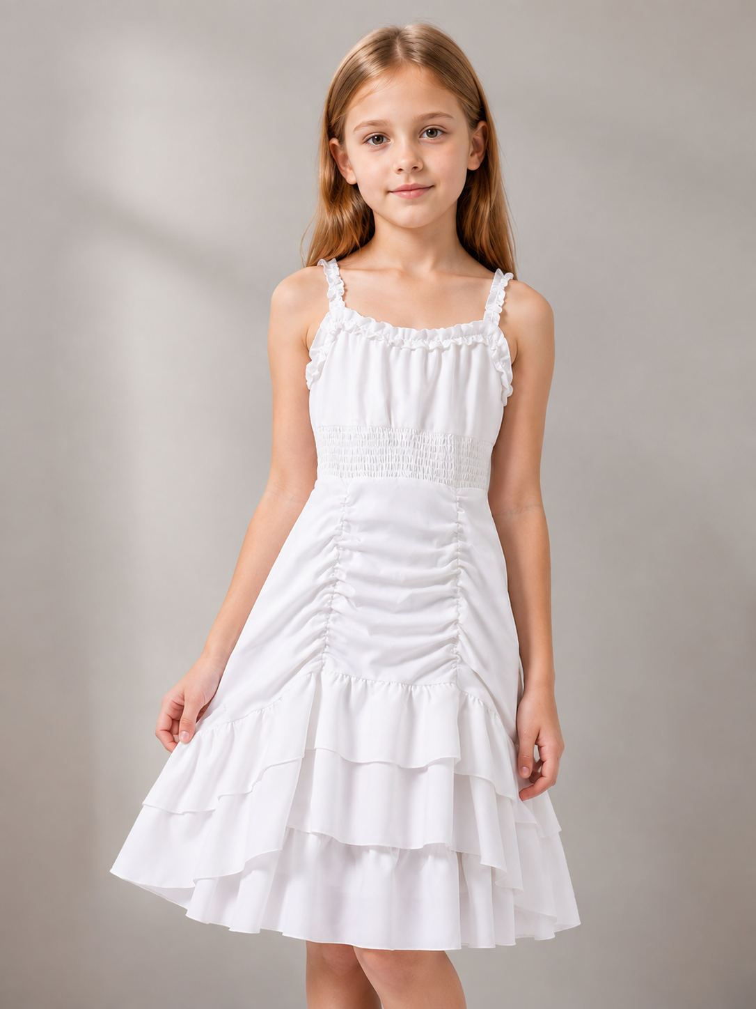 Medieval Ruffle-Trimmed Midi Dress with Straps Costume Dresses detail 2