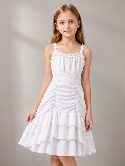 Medieval Ruffle-Trimmed Midi Dress with Straps Costume Dresses detail 2