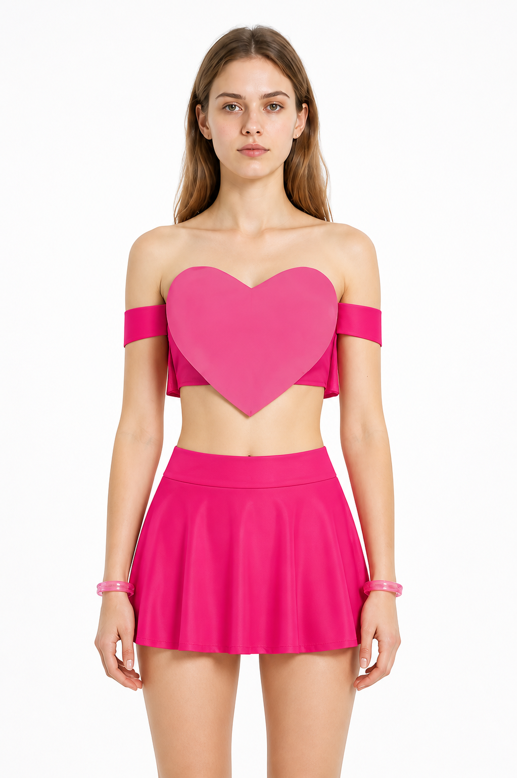 Off-the-Shoulder Crop Top and Heart Skirt Set product detail 3