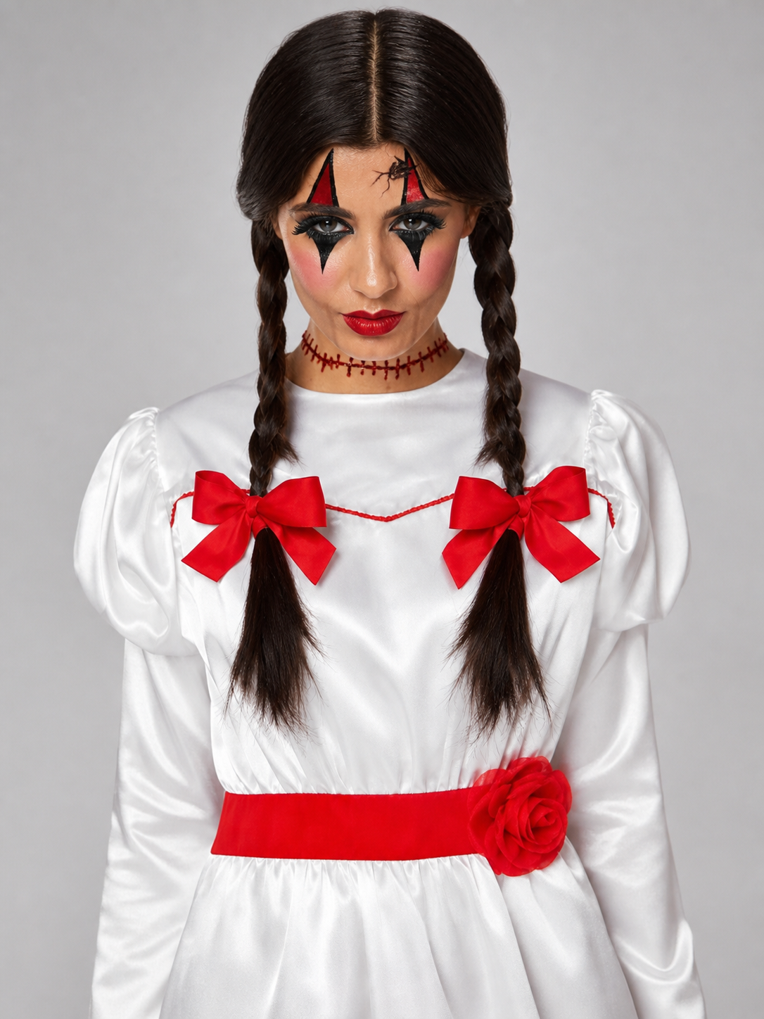 Annabelle Horror Movie Dress, White with Red