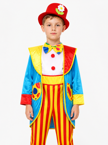 Clown Costume with Striped Jumpsuit and Hat Costume Headwear detail 3