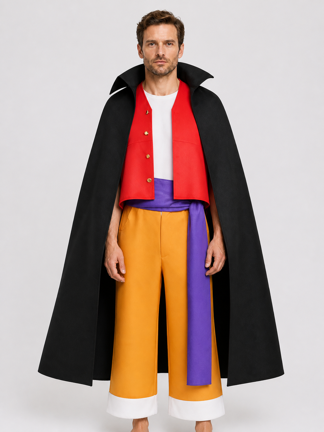 Luffy Wano Arc Cosplay Costume: Vest, Cloak, Pants Costume Capes detail 2