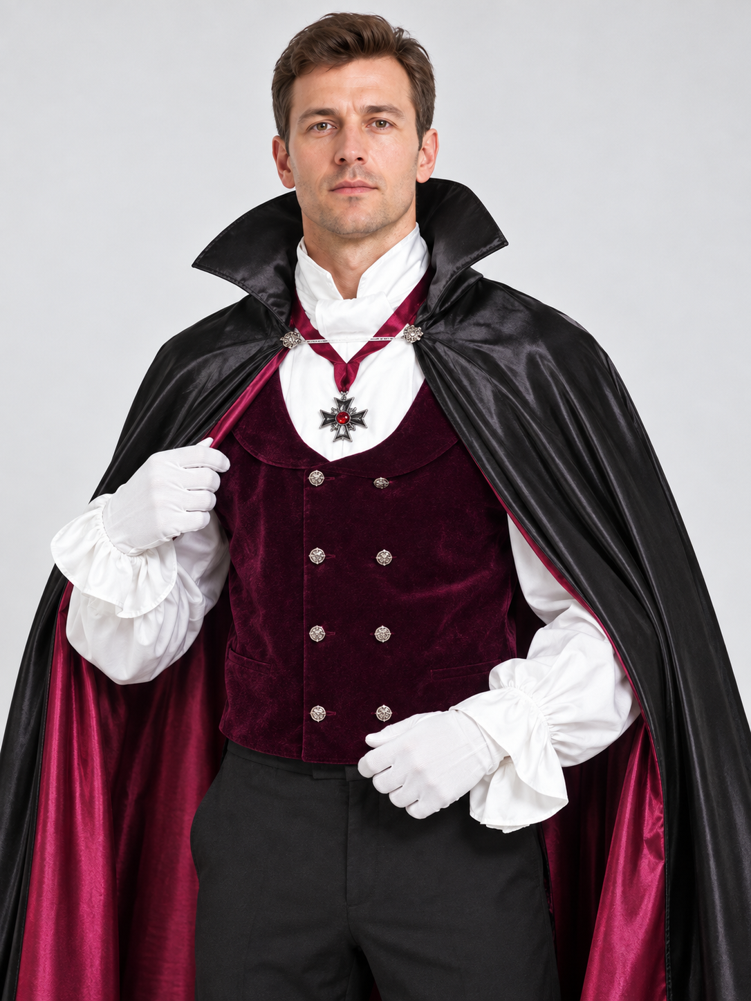 Vampire Costume: Cape, Vest, Shirt, Pants