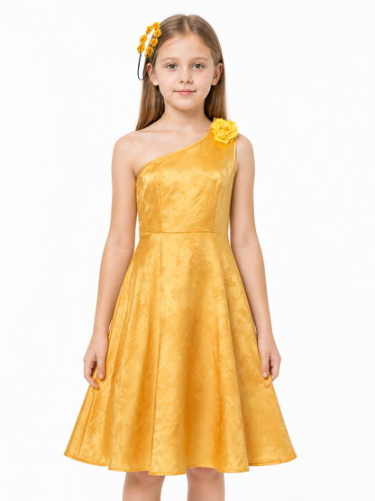 Children’s Gold Performance Dress with Floral Details product detail 3
