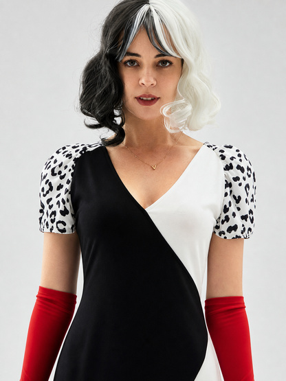 Cruella cosplay dress, black and white, long