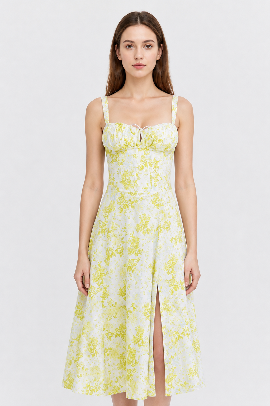 Spaghetti Strap Dress with Slit and Floral Print Costume Dresses detail 3